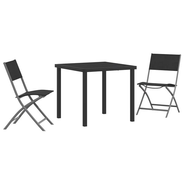 Grote foto vidaxl tuin eetset 3 pcs zwart textilene en staal tuin en terras tuinmeubelen