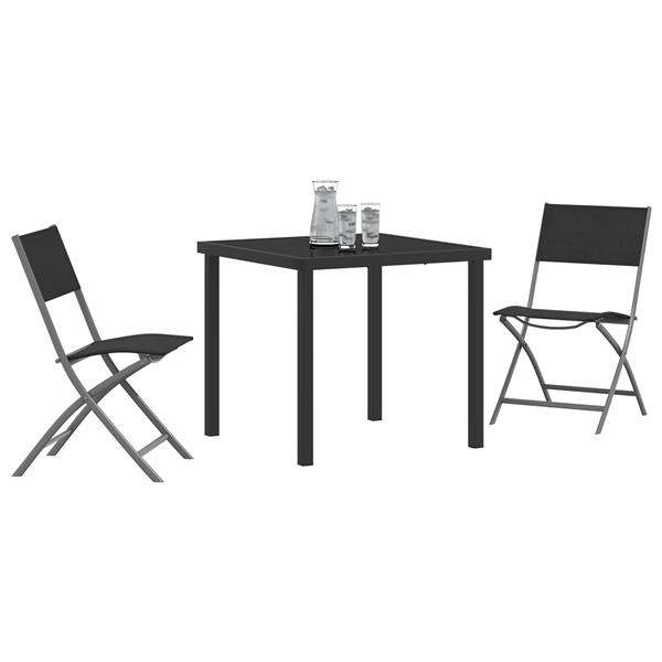 Grote foto vidaxl tuin eetset 3 pcs zwart textilene en staal tuin en terras tuinmeubelen