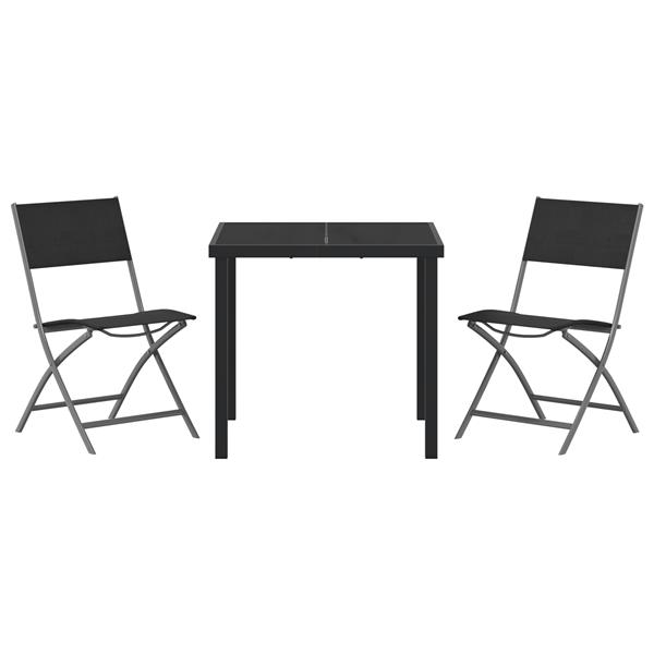 Grote foto vidaxl tuin eetset 3 pcs zwart textilene en staal tuin en terras tuinmeubelen