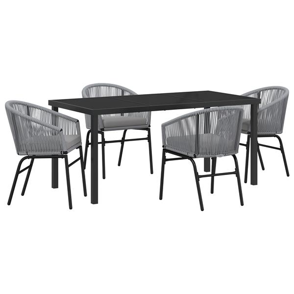 Grote foto vidaxl tuin eetset 5 pcs grijs poly riet tuin en terras tuinmeubelen