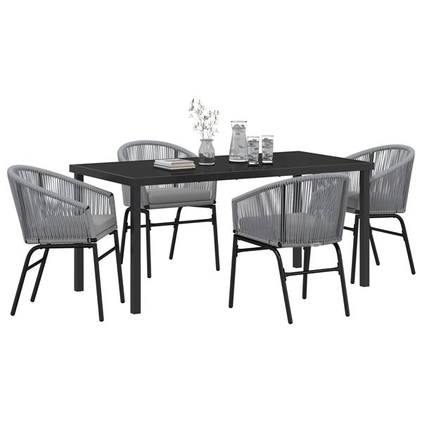 Grote foto vidaxl tuin eetset 5 pcs grijs poly riet tuin en terras tuinmeubelen