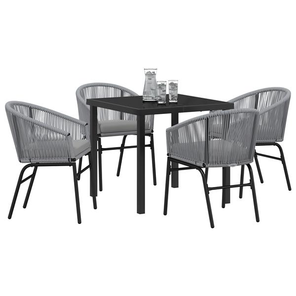 Grote foto vidaxl tuin eetset 5 pcs grijs poly riet tuin en terras tuinmeubelen