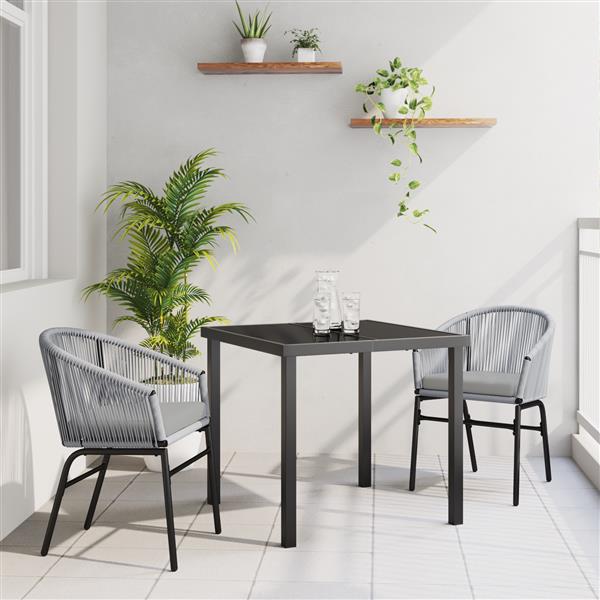 Grote foto vidaxl tuin eetset 3 pcs grijs poly riet tuin en terras tuinmeubelen