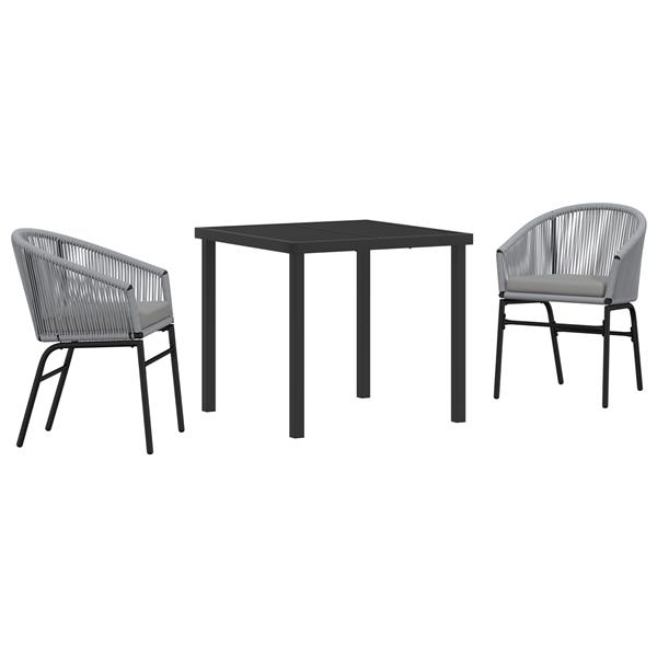 Grote foto vidaxl tuin eetset 3 pcs grijs poly riet tuin en terras tuinmeubelen