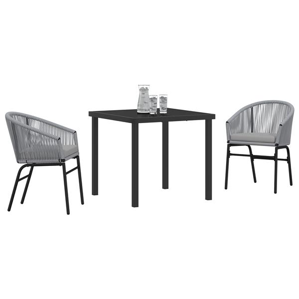 Grote foto vidaxl tuin eetset 3 pcs grijs poly riet tuin en terras tuinmeubelen
