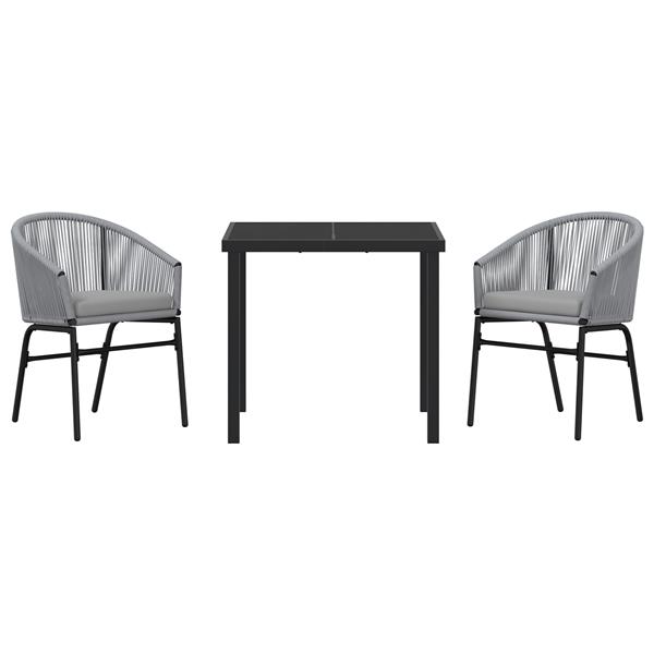 Grote foto vidaxl tuin eetset 3 pcs grijs poly riet tuin en terras tuinmeubelen