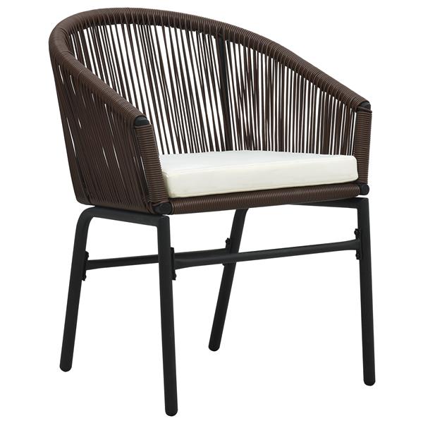 Grote foto vidaxl tuin eetset 3 pcs bruin poly riet tuin en terras tuinmeubelen