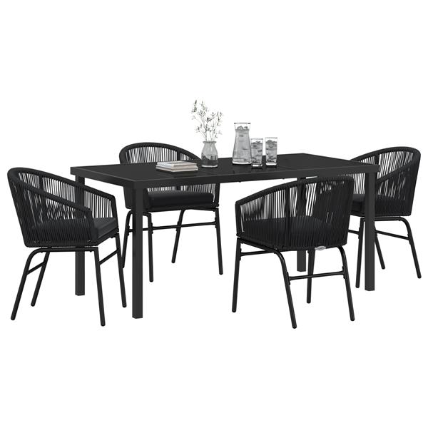 Grote foto vidaxl tuin eetset 5 pcs zwart poly riet tuin en terras tuinmeubelen