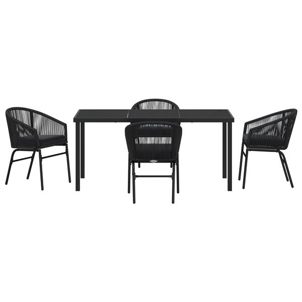 Grote foto vidaxl tuin eetset 5 pcs zwart poly riet tuin en terras tuinmeubelen