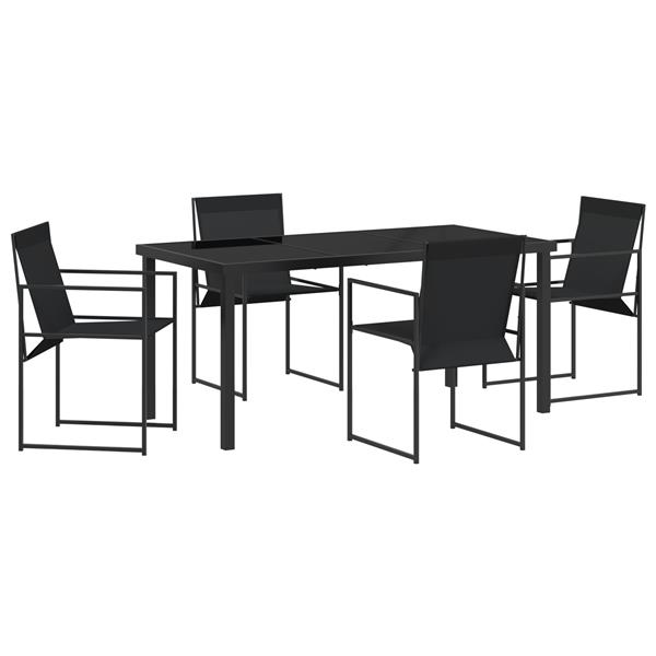 Grote foto vidaxl tuin eetset 5 pcs zwart textilene en staal met poedercoating tuin en terras tuinmeubelen