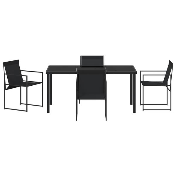 Grote foto vidaxl tuin eetset 5 pcs zwart textilene en staal met poedercoating tuin en terras tuinmeubelen
