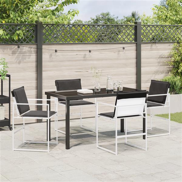Grote foto vidaxl tuin eetset 5 pcs wit 140 x 70 x 73 cm textilene en staal tuin en terras tuinmeubelen