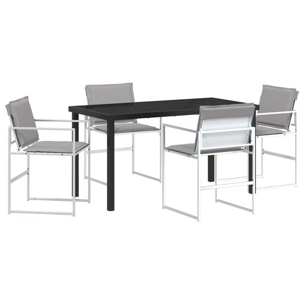 Grote foto vidaxl tuin eetset 5 pcs wit 140 x 70 x 73 cm textilene en staal tuin en terras tuinmeubelen