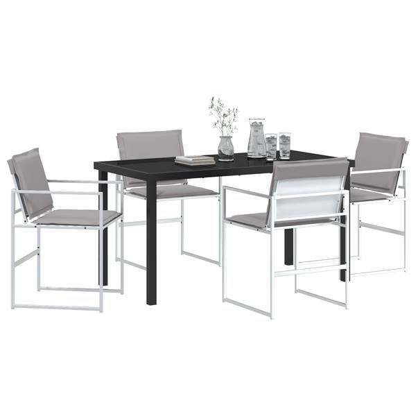 Grote foto vidaxl tuin eetset 5 pcs wit 140 x 70 x 73 cm textilene en staal tuin en terras tuinmeubelen