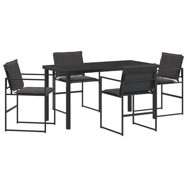 Grote foto vidaxl tuin eetset 5 pcs zwart 140 x 70 x 73 cm textilene en staal tuin en terras tuinmeubelen