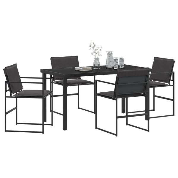 Grote foto vidaxl tuin eetset 5 pcs zwart 140 x 70 x 73 cm textilene en staal tuin en terras tuinmeubelen