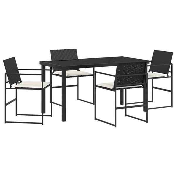 Grote foto vidaxl tuin eetset 5 pcs zwart poly riet tuin en terras tuinmeubelen