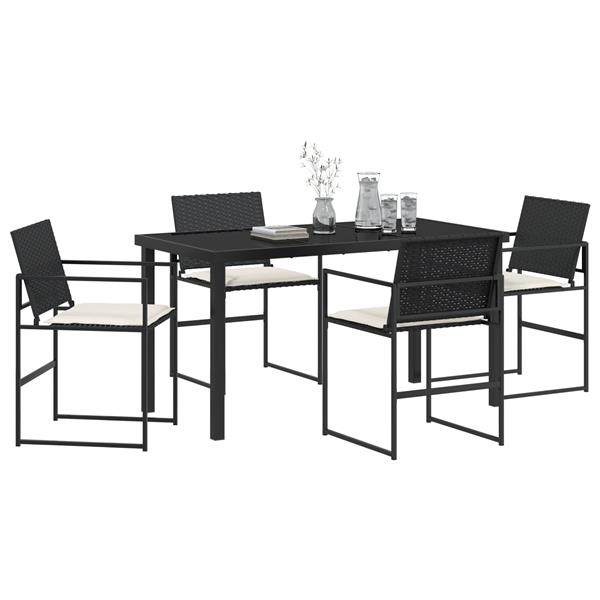 Grote foto vidaxl tuin eetset 5 pcs zwart poly riet tuin en terras tuinmeubelen