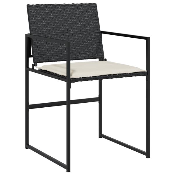 Grote foto vidaxl tuin eetset 5 pcs zwart poly riet tuin en terras tuinmeubelen