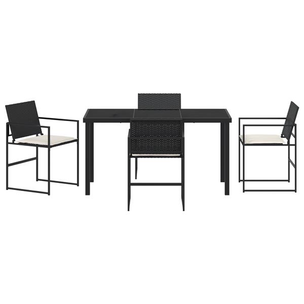 Grote foto vidaxl tuin eetset 5 pcs zwart poly riet tuin en terras tuinmeubelen