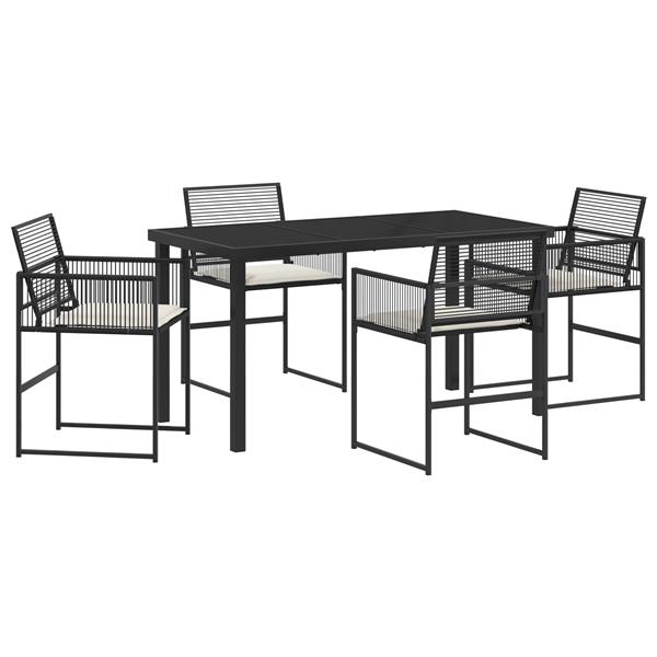 Grote foto vidaxl tuin eetset 5 pcs zwart poly riet tuin en terras tuinmeubelen