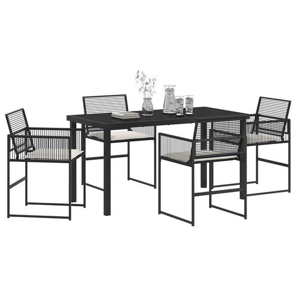 Grote foto vidaxl tuin eetset 5 pcs zwart poly riet tuin en terras tuinmeubelen