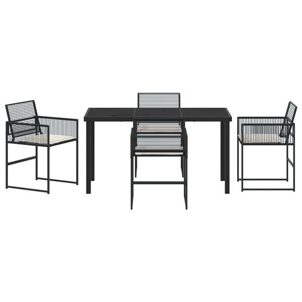 Grote foto vidaxl tuin eetset 5 pcs zwart poly riet tuin en terras tuinmeubelen