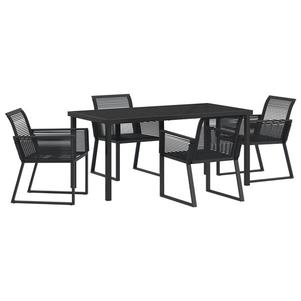 Grote foto vidaxl tuin eetset 5 pcs zwart poly riet tuin en terras tuinmeubelen