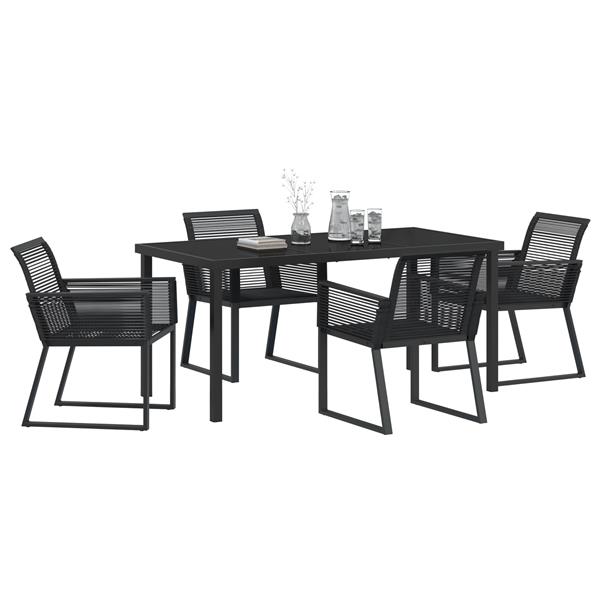 Grote foto vidaxl tuin eetset 5 pcs zwart poly riet tuin en terras tuinmeubelen
