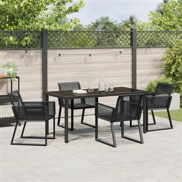 Grote foto vidaxl tuin eetset 5 pcs zwart poly riet tuin en terras tuinmeubelen