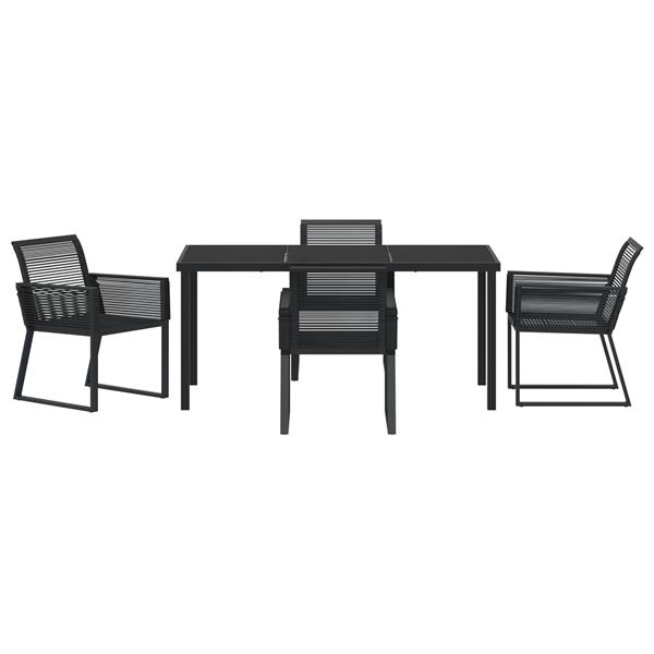Grote foto vidaxl tuin eetset 5 pcs zwart poly riet tuin en terras tuinmeubelen