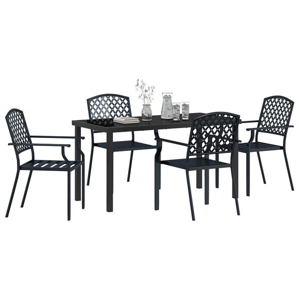 Grote foto vidaxl tuin eetset 5 pcs antraciet staal tuin en terras tuinmeubelen