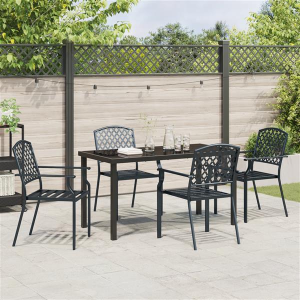 Grote foto vidaxl tuin eetset 5 pcs antraciet staal tuin en terras tuinmeubelen