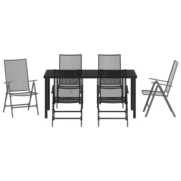 Grote foto vidaxl tuin eetset 7 pcs antraciet staal tuin en terras tuinmeubelen