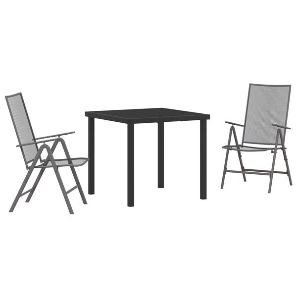 Grote foto vidaxl tuin eetset 3 pcs antraciet staal tuin en terras tuinmeubelen
