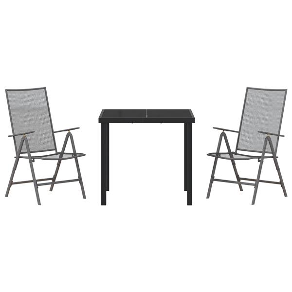 Grote foto vidaxl tuin eetset 3 pcs antraciet staal tuin en terras tuinmeubelen