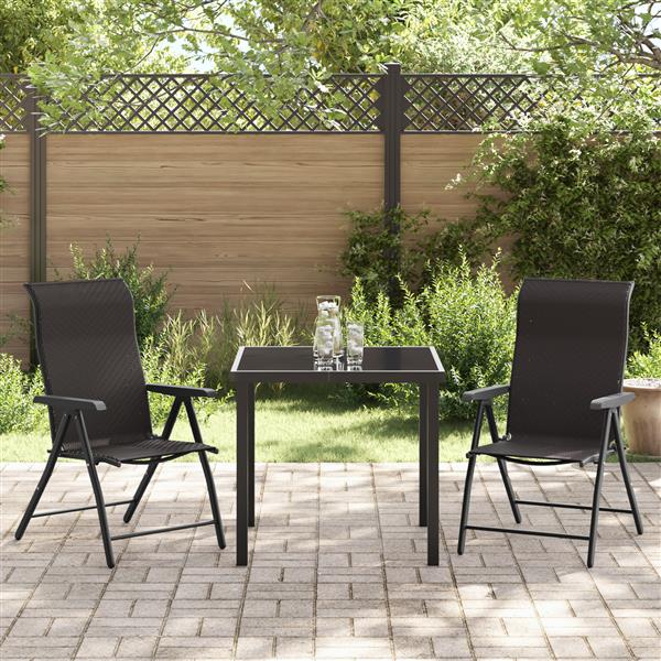 Grote foto vidaxl tuin eetset 3 pcs zwarte koffie poly riet tuin en terras tuinmeubelen