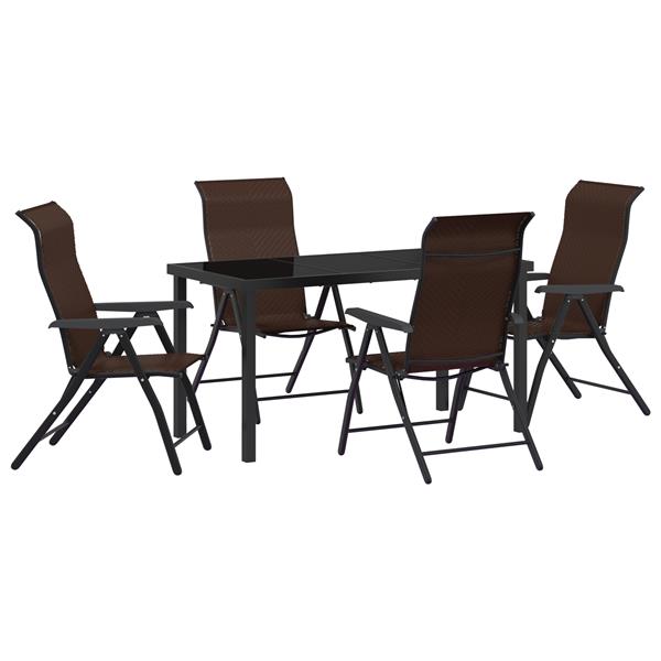 Grote foto vidaxl tuin eetset 5 pcs bruin poly riet tuin en terras tuinmeubelen