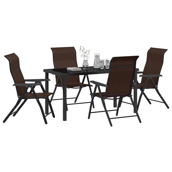 Grote foto vidaxl tuin eetset 5 pcs bruin poly riet tuin en terras tuinmeubelen