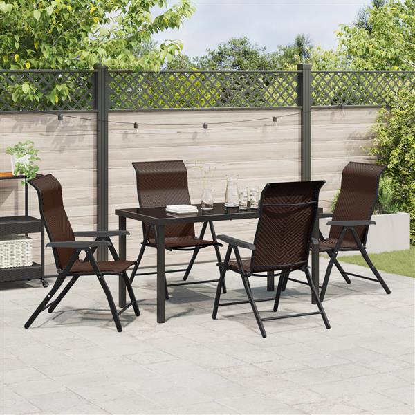 Grote foto vidaxl tuin eetset 5 pcs bruin poly riet tuin en terras tuinmeubelen