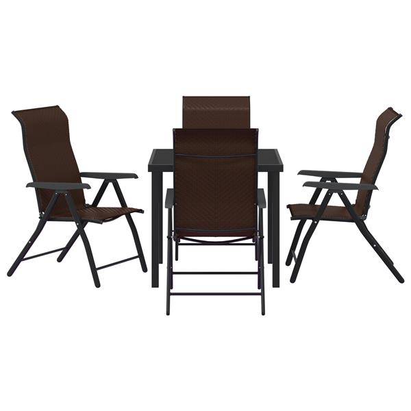 Grote foto vidaxl tuin eetset 5 pcs bruin poly riet tuin en terras tuinmeubelen