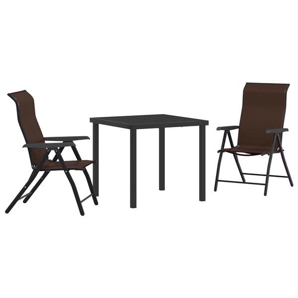 Grote foto vidaxl tuin eetset 3 pcs bruin poly riet tuin en terras tuinmeubelen