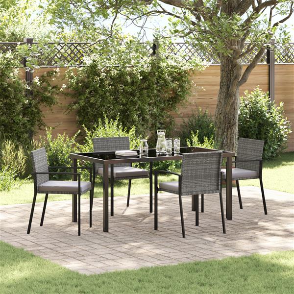 Grote foto vidaxl tuin eetset 5 pcs grijs poly riet tuin en terras tuinmeubelen