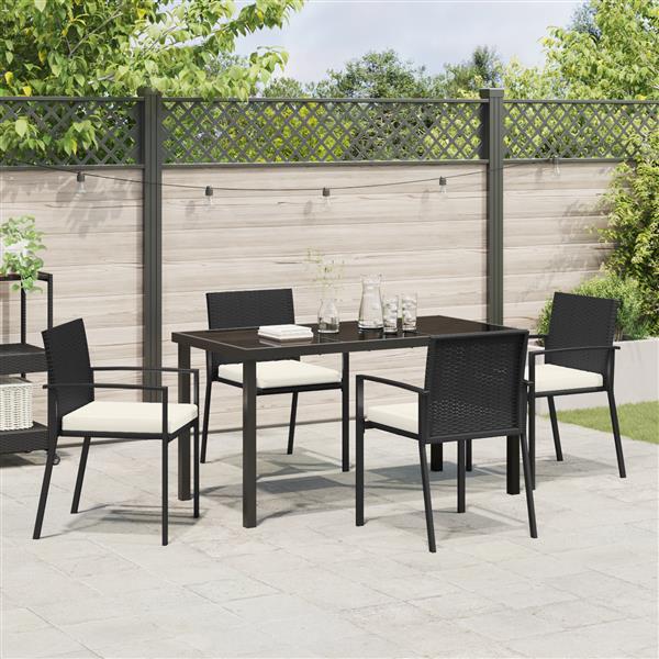Grote foto vidaxl tuin eetset 5 pcs zwart poly riet tuin en terras tuinmeubelen