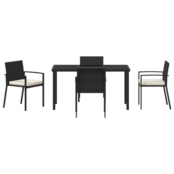 Grote foto vidaxl tuin eetset 5 pcs zwart poly riet tuin en terras tuinmeubelen