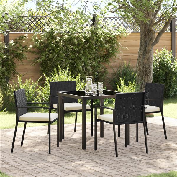Grote foto vidaxl tuin eetset 5 pcs zwart poly riet tuin en terras tuinmeubelen