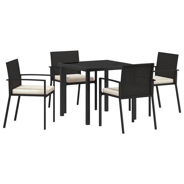 Grote foto vidaxl tuin eetset 5 pcs zwart poly riet tuin en terras tuinmeubelen