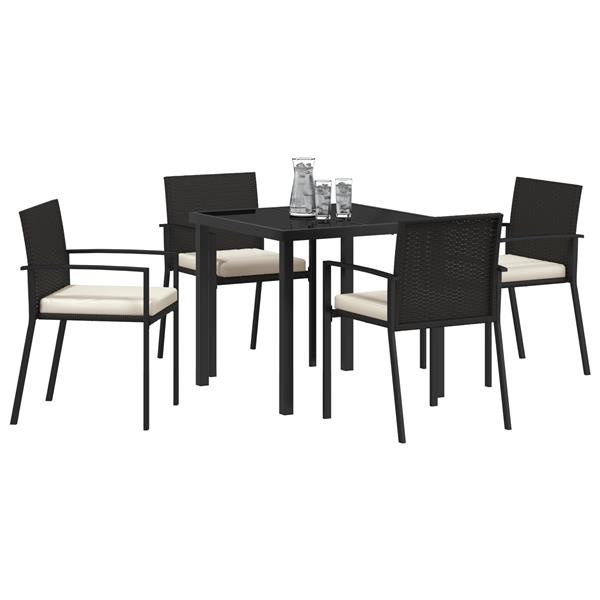Grote foto vidaxl tuin eetset 5 pcs zwart poly riet tuin en terras tuinmeubelen