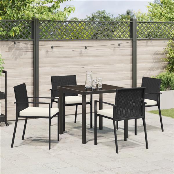 Grote foto vidaxl tuin eetset 5 pcs zwart poly riet tuin en terras tuinmeubelen