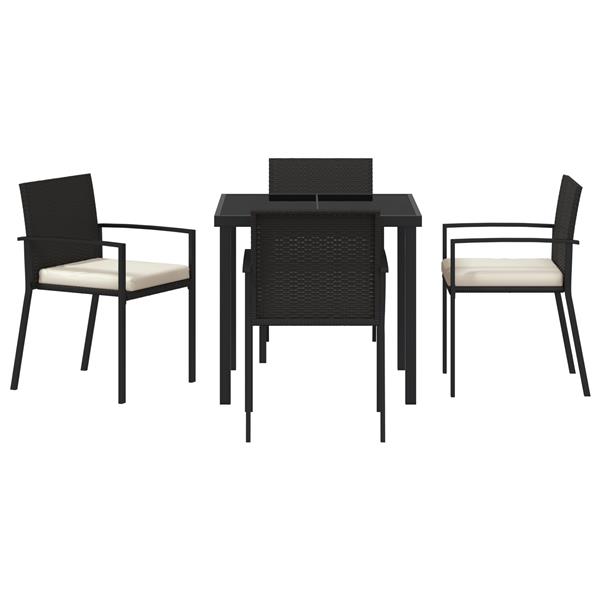Grote foto vidaxl tuin eetset 5 pcs zwart poly riet tuin en terras tuinmeubelen